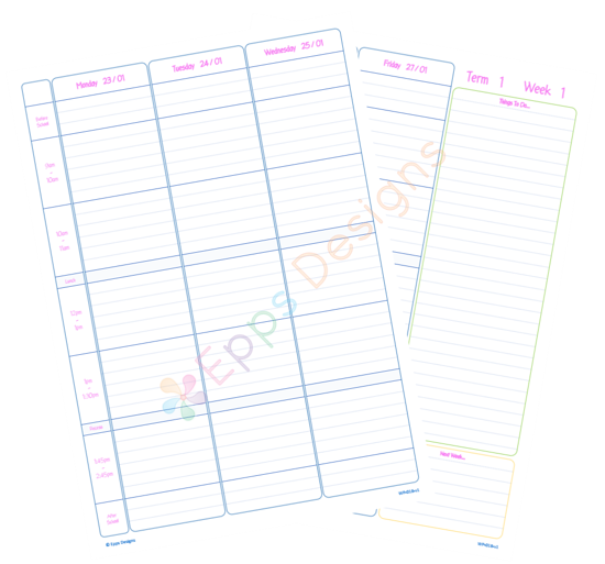 10-Weekly Planner [5 Periods with Times]